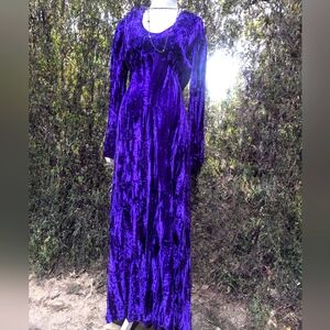 AMAZING BOHO Vintage 1960s Purple Crushed Velvet Maxi Dress